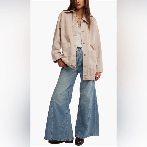 Free People Jackets & Blazers - NWT Free People Avery Denim Jacket Softest Sand